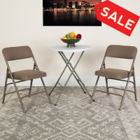 Flash Furniture 2-HA-MC309AF-BGE-GG 2 Pk. HERCULES Series Curved Triple Braced & Double Hinged Beige Fabric Metal Folding Chair